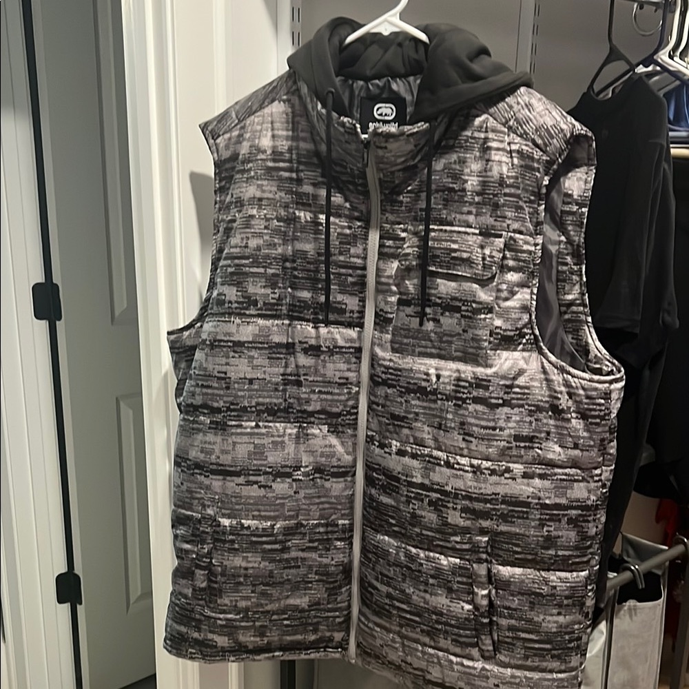 Ecko Unlimited Black and Gray Puffer Vest